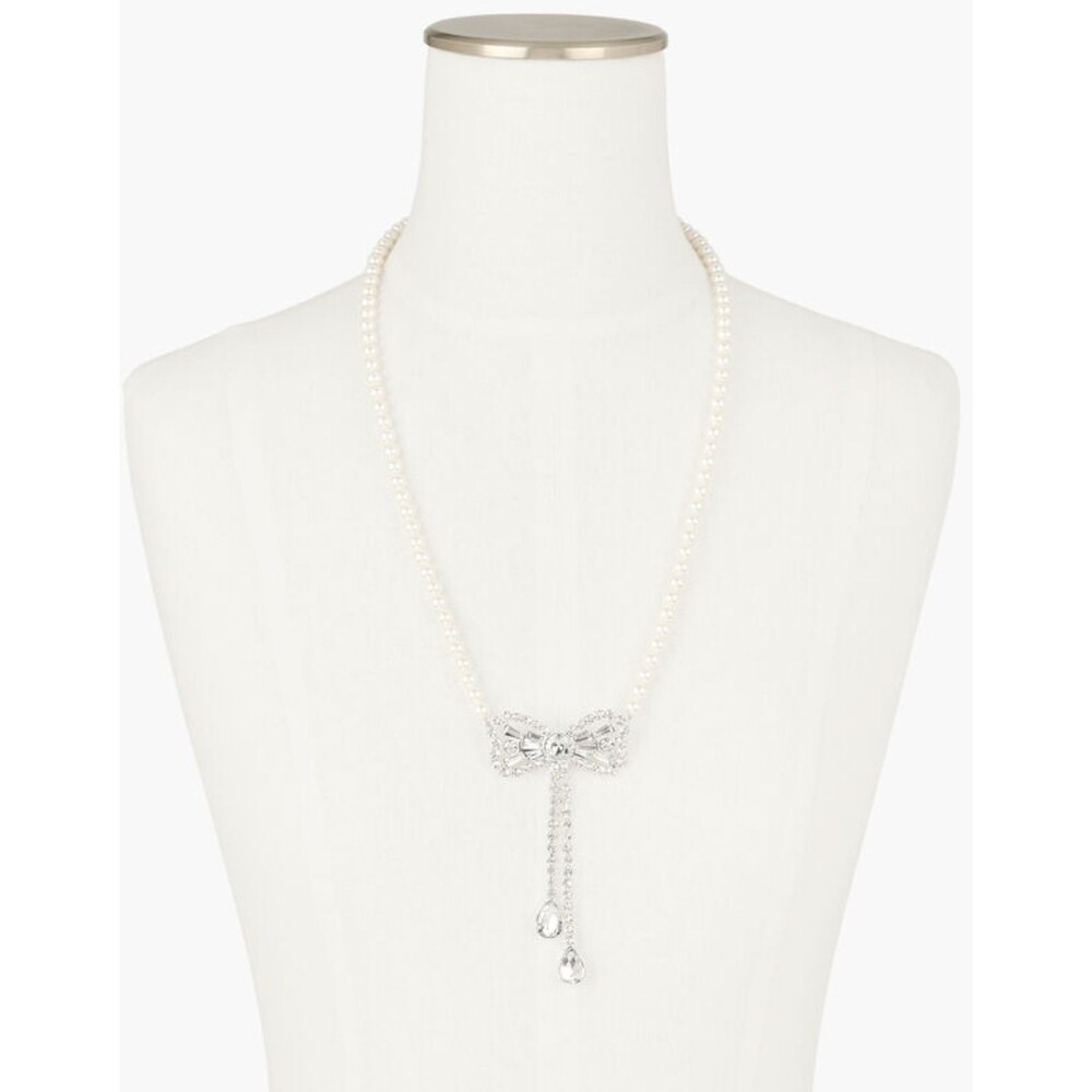 Talbots Crystal Bow Pearl Necklace - NWT